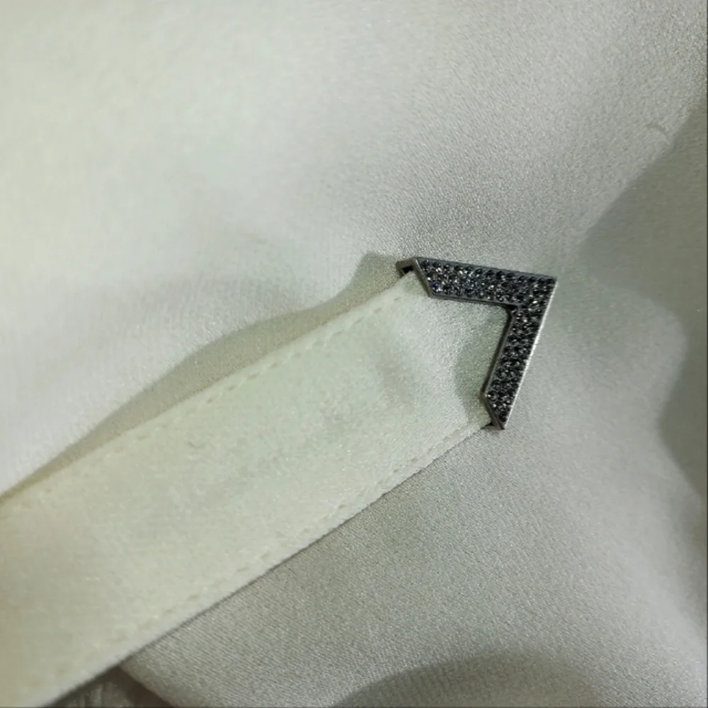 NWT Valentino 100% Silk Swarovski Embellished Tie Neck Blouse - Picture 5 of 15